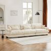 Modern 3-Seat Velvet Sofa, Oversized, Cloud-like Comfort with Lumbar & Throw Pillows, Cream