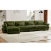 Modern L-Shaped Velvet Sectional Cloud Sofa, Convertible, Deep 4-Seater with Lumbar Pillows
