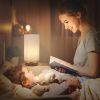 Small Bedside Table Lamp with Round Linen Shade