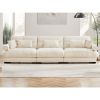 Modern 3-Seat Velvet Sofa, Oversized, Cloud-like Comfort with Lumbar & Throw Pillows, Cream
