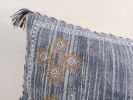 Blue Hand-Embroidered Lumbar Pillow Cover, 12x28"