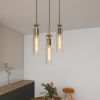 Set of 3 Modern Gold Pendant Lights with Striped Glass Shades