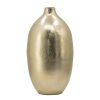Modern Aluminum Vase with Gold Streaks, 8.5x8.5x18.5"