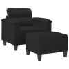 Black Microfiber Sofa Chair With Ottoman