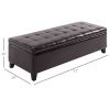 51" Tufted Faux Leather Storage Ottoman, Dark Brown