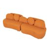 2102 Hermes Orange Teddy Velvet Sofa, Left Side