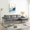 Urban Grey Velvet Sectional Sofa with Chaise
