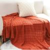 Cozy Knitted Throw with Tassels, Red