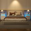 Set of 2 Modern Nightstands with LED lights & High-Gloss Surface
