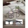 Set of 2 Modern Round Nesting Coffee Tables with Metal Frames & Glass Tops