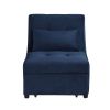 Modern Tufted Velvet Lift-Top Storage Bench with Pull-out Bed, Dark Blue