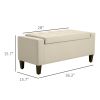 Button-Tufted Storage Ottoman with Lift Top, Beige