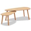 Modern Solid Pine 2-Piece Coffee Table Set, Brown