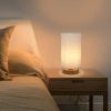 Small Bedside Table Lamp with Round Linen Shade