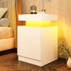 Set of 2 Modern Nightstands with LED lights & High-Gloss Surface