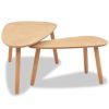 Modern Solid Pine 2-Piece Coffee Table Set, Brown