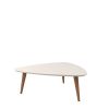 Manhattan Comfort Utopia Triangle Coffee Table with Splayed Legs, Off-White and Maple Cream