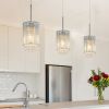 Set of 3 Modern 5" Chrome & Crystal Pendant Lights