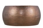 Modern Contemporary Round 32" Coffee Table, Aluminum with Antiqued Copper Finish, Hand-Hammered Design