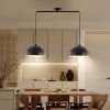 Industrial Modern Double Pendant Light, Matte Black, 41"
