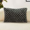 Luxury Dark Green Checkered Lumbar Throw Pillow, 11.8x19.7"