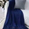 Cozy Knitted Throw, Royal Blue
