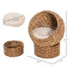 20" Natural Braided Banana Leaf Cat Bed with Cushion