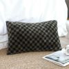 Luxury Dark Green Checkered Lumbar Throw Pillow, 11.8x19.7"