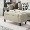 Button-Tufted Storage Ottoman with Lift Top, Beige