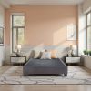 Modern King-Size Upholstered Platform Bed, Charcoal Grey