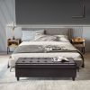 51" Tufted Faux Leather Storage Ottoman, Dark Brown