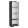 71" Vinton 4-Tier Bookcase, Matte Gray & White