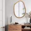 Contemporary Irregular-Shaped Wood-Framed Wall Mirror