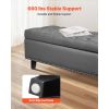Button-Tufted PU Leather Storage Ottoman with Solid Wood Legs