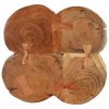 Small Solid Acacia Wood Coffee Table with Metal Legs, Honey