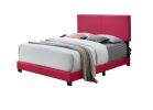 Modern Full-Size Platform Bed with PU Upholstery, Hot Pink