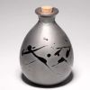 Hand-Painted Ceramic Vase/Jug, Metallic Gray, 5.9"H