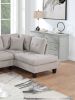 2-Piece Tufted Velvet Sectional Sofa with Chaise, Nailhead Trim, Mushroom