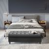 Large Tufted Faux Leather Storage Ottoman, Black