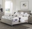 Modern Full-Size Bed Premium Melamine Wooden, Gray & Light Gray Finish