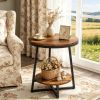 Modern Round 2-Tier Side/End Table with Storage Shelf