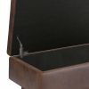 Owen Small Rectangular Storage Ottoman, Distressed Chestnut Brown