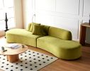 132" Curved, Modern Half-Moon Design 6-Seat Luxury Velvet Sofa with Throw Pillows & High-Density Foam