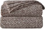 Heavy Knitted 100% Cotton Throw, Coffee, 51 x 63"