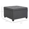 Tufted Fabric Storage Ottoman with Lift Top & Rubberwood Frame