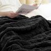 Super-Soft Checkered Fleece Throw, Black, 50x60"