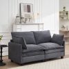 Modular Velvet L-Shaped 2-Seat Sofa with 2 Lumbar Pillows