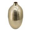 Modern Aluminum Vase with Gold Streaks, 8.5x8.5x18.5"