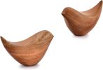 Set of 2 Acacia Wood Bird Figurines, Brown