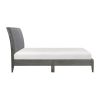Modern Queen-Size Platform Bed with Velvet Headboard & Solid Wood Legs, Gray